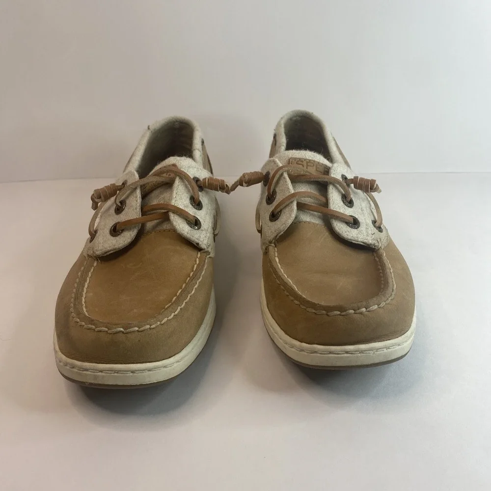 Sperry Womens Boat Shoe Size 8M STS84630 Tan Linen. Very‎ Good Condition. Comfy.